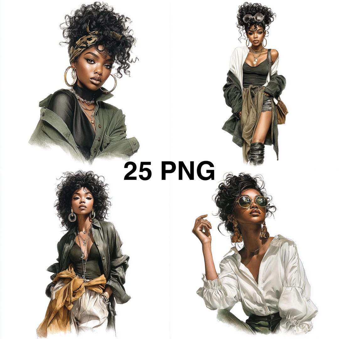 25 PNG African American Woman Pink Clipart Black Fashion Models ...