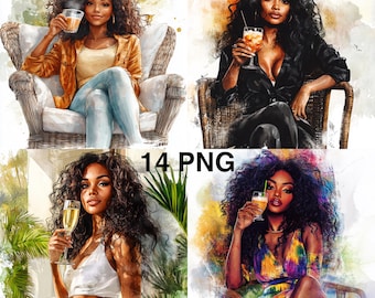 14 PNG African American woman clipart Black Fashion Models Fashionable Girl Graphics Digital download Black girl png Elegant Black Women