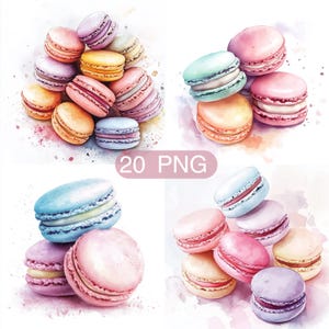 20 PNG Macaron ClipArt French Macaron Cookie Clip Art  Printable Watercolor clipart Dessert ClipArt Sweet Bakery Macaroon  Digital download