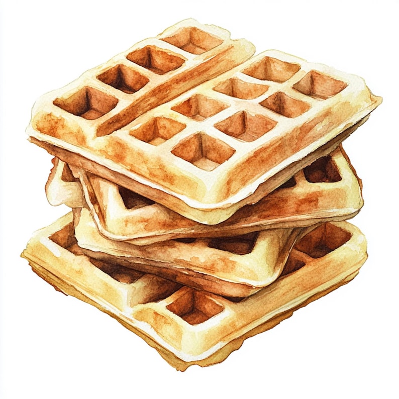 16 PNG Waffle Watercolor Clipart on Transparent Background Dessert PNG ...