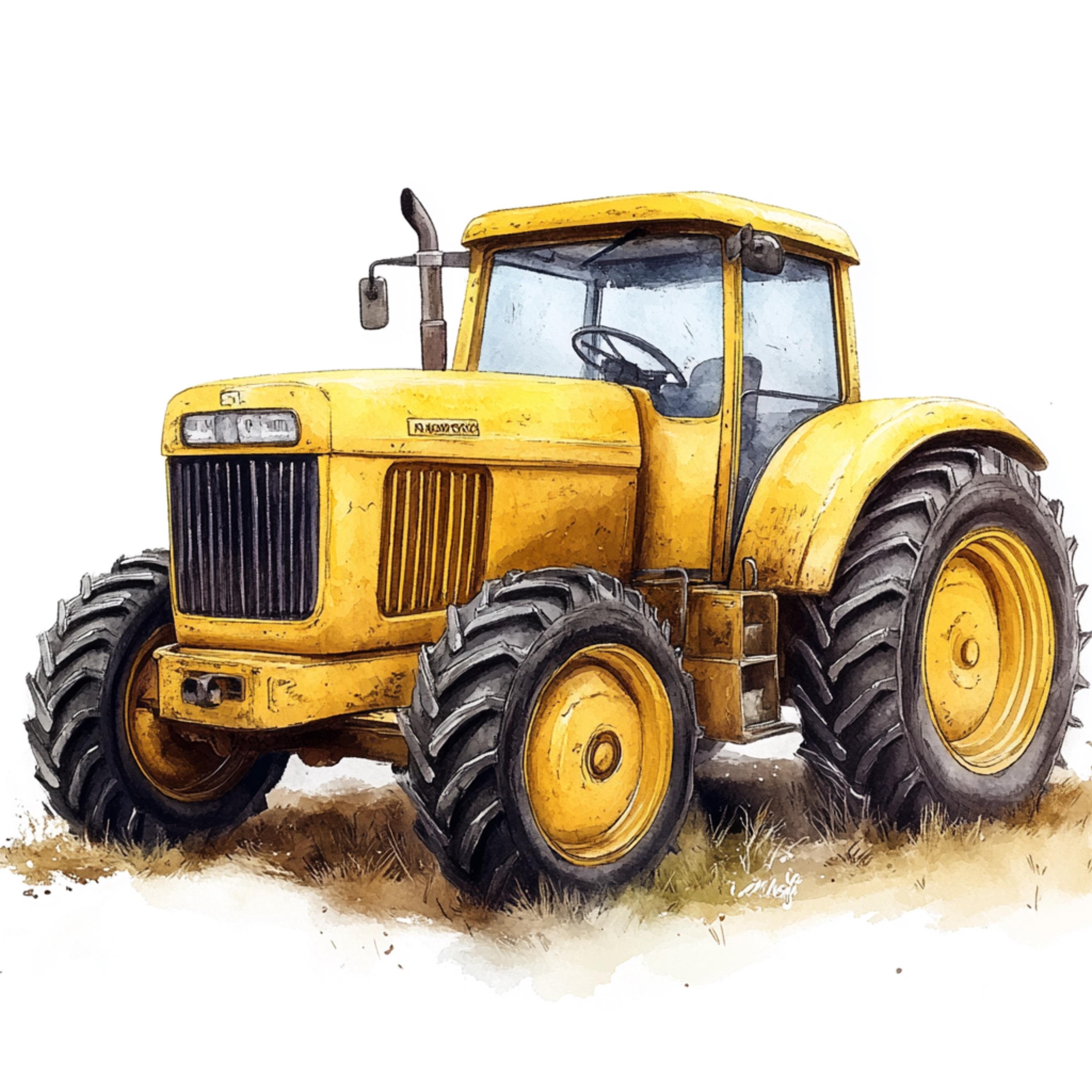 Tractor Graphics Panel 18 PNG Yellow Tractor Clipart Rustic Tractor Graphics Agricultural ...