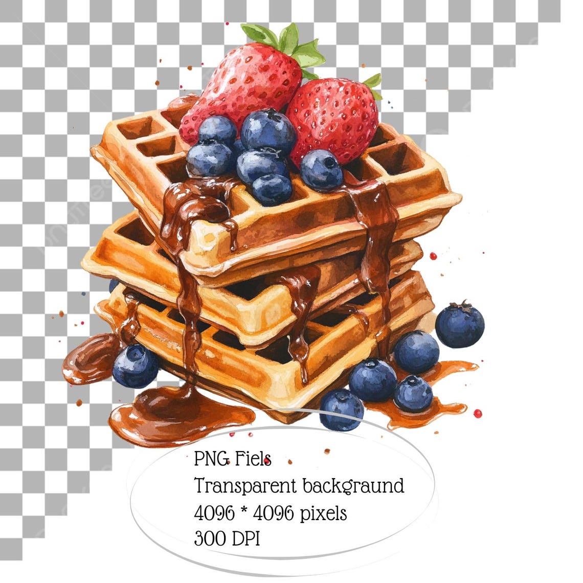 16 PNG Waffle Watercolor Clipart on Transparent Background Dessert PNG ...