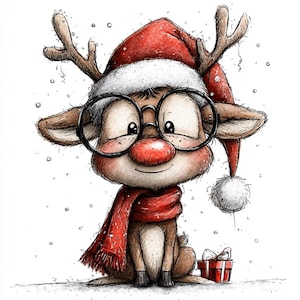 16 PNG Cute Christmas Deer Clipart Quirky Reindeer Cute Holiday ...