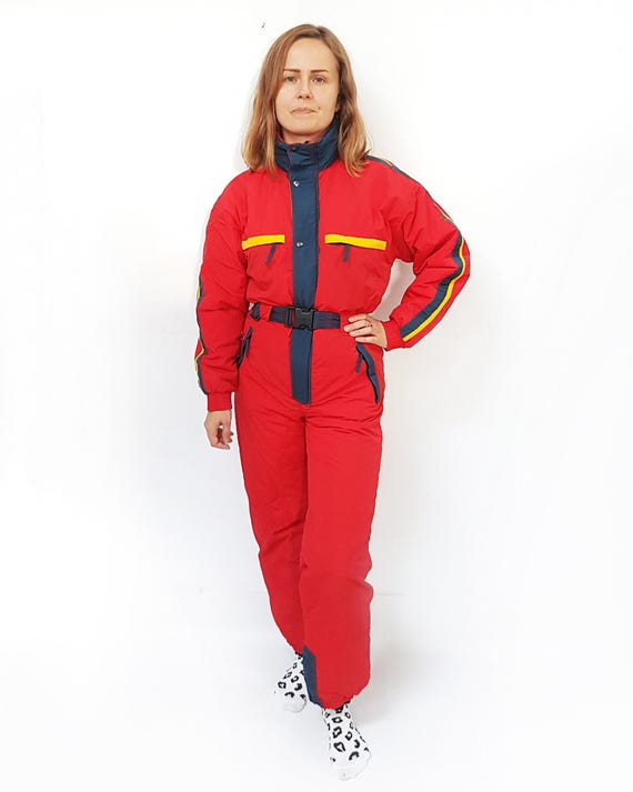 Ski Jumpsuit, Vintage Ski Suit, Size XS/162 Cm Red Vintage Active