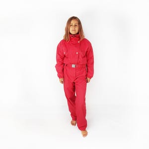 Ski jumpsuit, 80's Fusalp ski suit, Size M/L, Red vintage active wear, Snow suit, Vtg winter clothes, Retro fashion