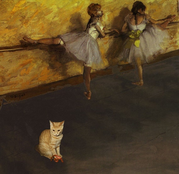 Edgar Degas Ballet Cat Art Print, 8 X 8 Cat Wall Art, Cat Lover