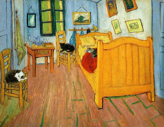 Vincent Van Gogh Cat Art Print Gifts for Friends Cat Lover Vincent Van Gogh Cat Art Print Gifts for Friends Cat Lover