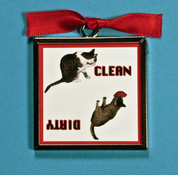 Items similar to Clean Dirty Dishwasher Cat Lover Gift on Etsy