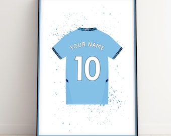 Fußball Wand Kunst Benutzerdefinierte Druck, Fußball Drucke Jungen Schlafzimmer, Kinder Schlafzimmer Fußball Dekor Fußball-Shirt Name Digital
