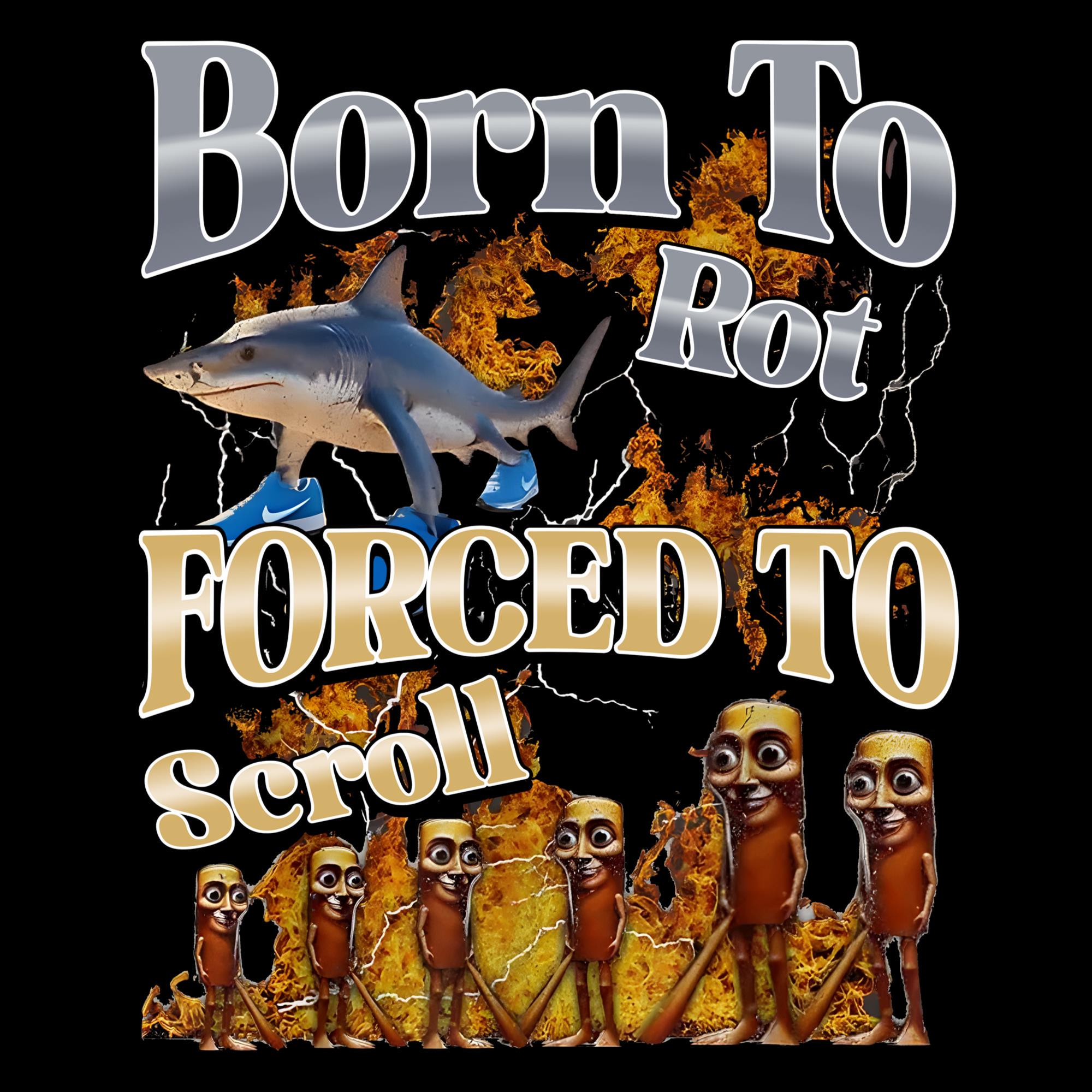 Born To Rot Zwangs zu Blättern PNG, lustiges italienisches Brainrot Meme, sarkastisches Humor Zitat, digitaler Download, Retro-Design