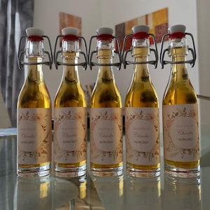 Personalized miniatures of Arisanal fruit syrup for wedding, baptism, birthday guest gifts