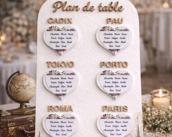 Personalized wooden wedding seating chart – wedding decorations – wooden hearts – wedding gift –
