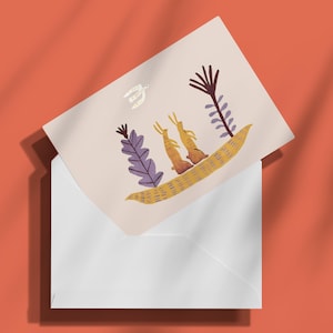Printed postcard with handmade illustration, mini art print