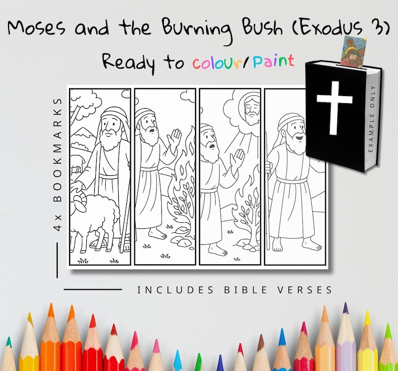 Moses and the Burning Bush Bible Verse Bookmarks: listing photo