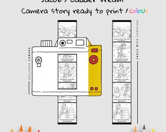 La scala di Giacobbe, sogno, Bibbia, macchina fotografica, pellicola, lavoretto creativo – Bibbia da colorare stampabile, attività creativa biblica per bambini
