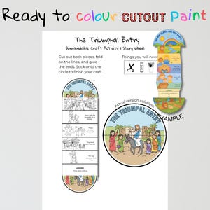 The Triumphal Entry Bible Craft | Palm Sunday Lesson | Christian Coloring Activity | Sunday School Printable image 1