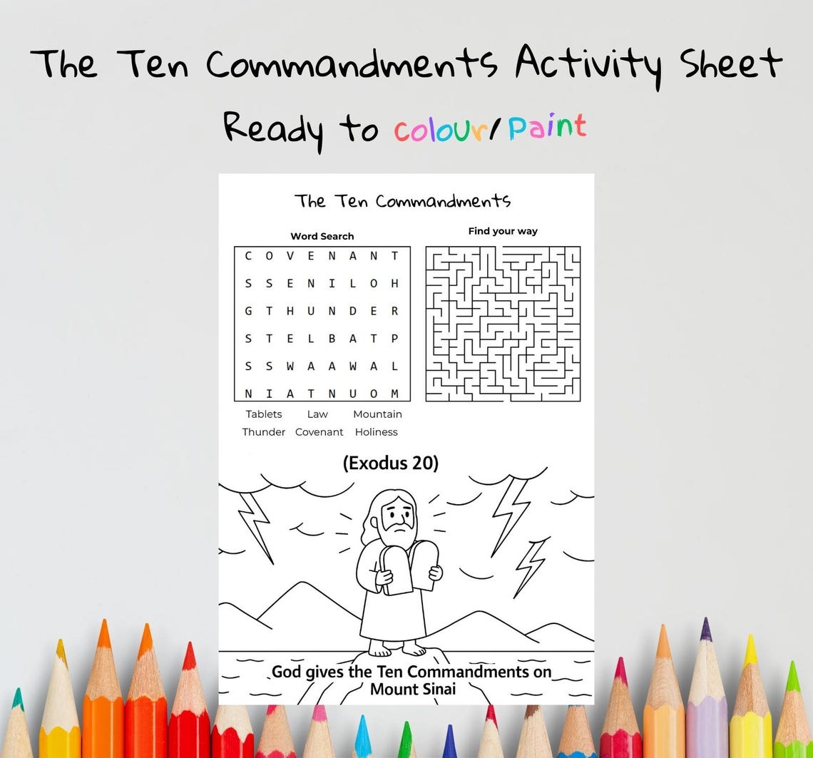 The Ten Commandments Bible Craft | Kids Bible Games | Sunday School ...