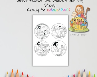 Jesus Raises the Widow’s Son (Luke 7) | Jesus 3D Bible Story Craft | Sunday School Coloring Activity | Jesus Flip Story Craft