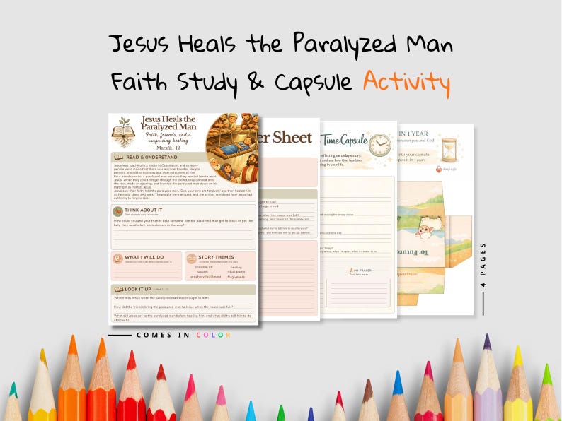Jesus Heals the Paralysed Man Faith Time Capsule Pack for Kids: listing photo