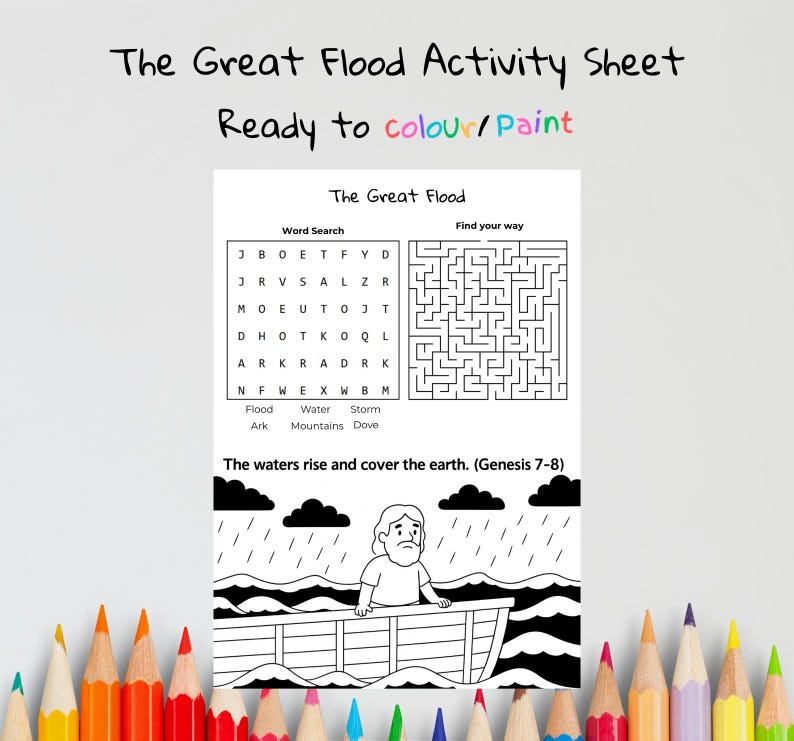 Noah’s Ark Activity Sheet: listing photo