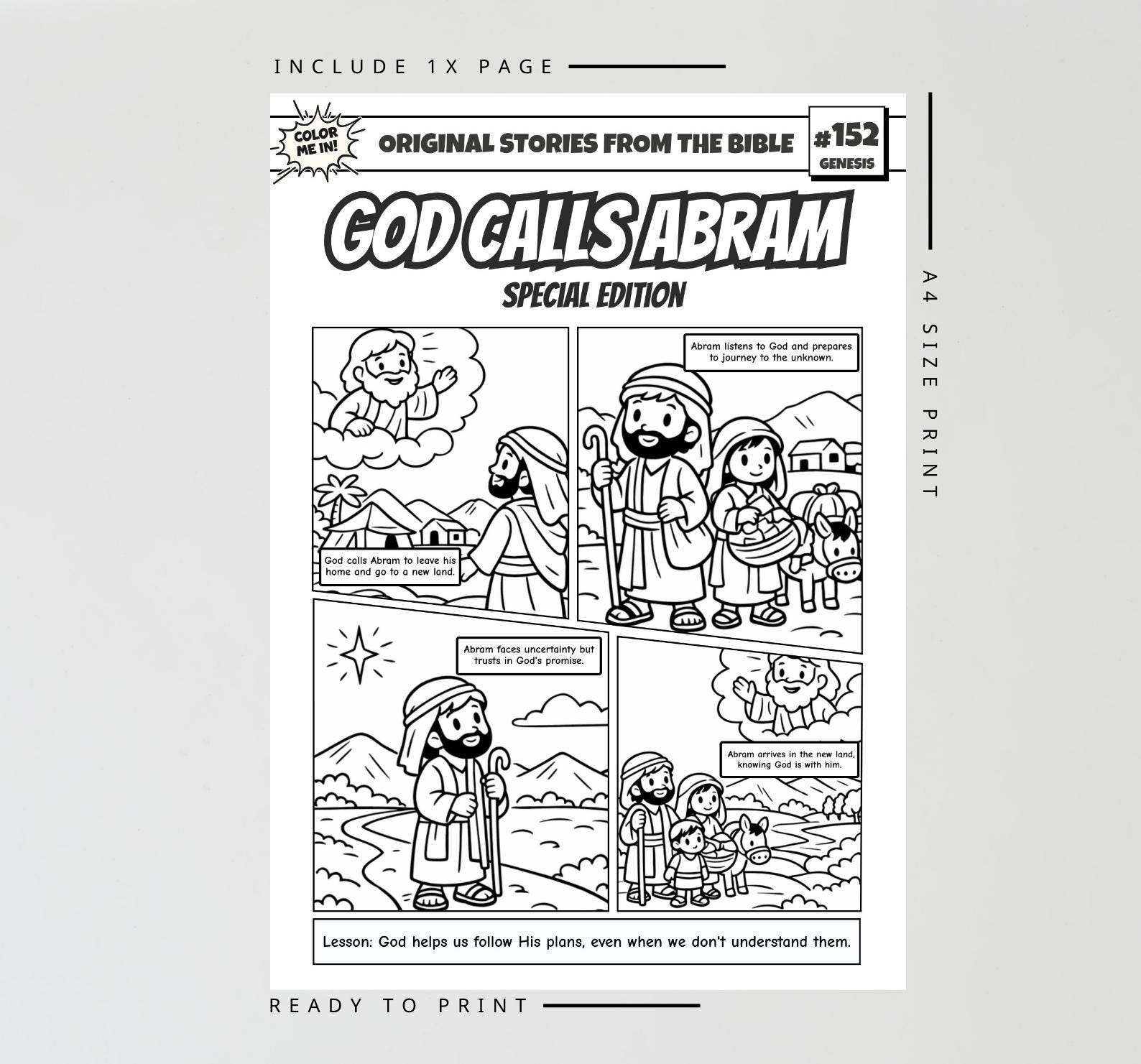 God Calls Abram A4 Bible Comic Coloring Page | Sunday School Craft ...