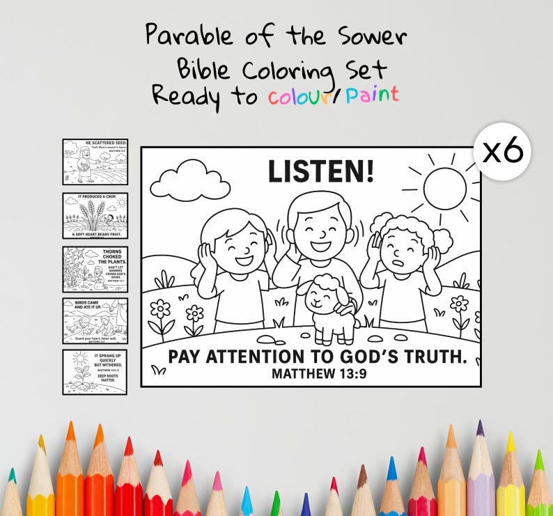 Parable of the Sower Bible Colouring Pages: listing photo