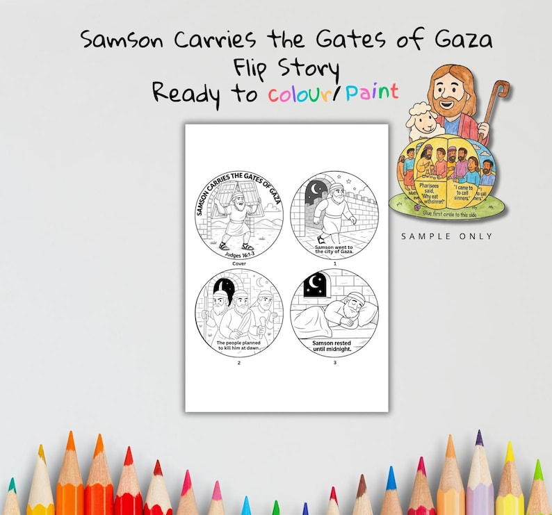 Samson Carries the Gates of Gaza 3D Bible Craft: listing photo
