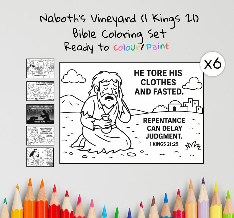 Naboth’s Vineyard Bible Colouring Pages: listing photo