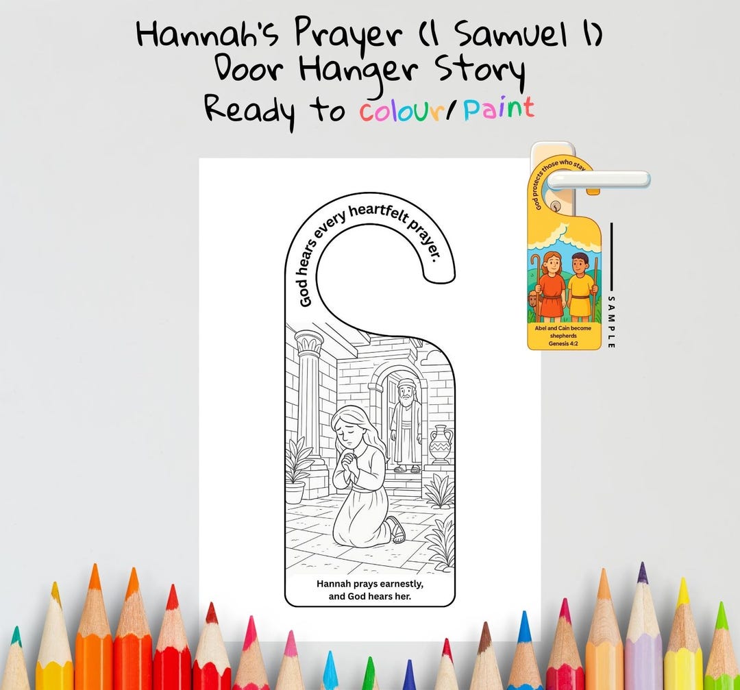 Hannah’s Prayer Kids Bible Craft Door Hanger | 1 Samuel 1 Coloring ...