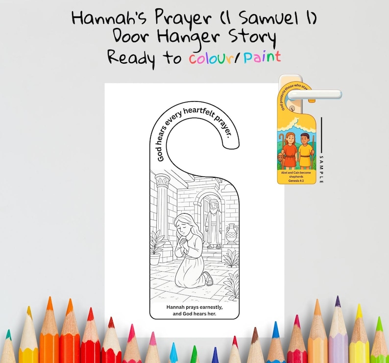 Hannah’s Prayer Kids Bible Craft Door Hanger | 1 Samuel 1 Coloring ...