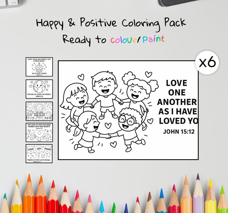 Happy and Positive Cute-Funny Bible Colouring Pages: listing photo
