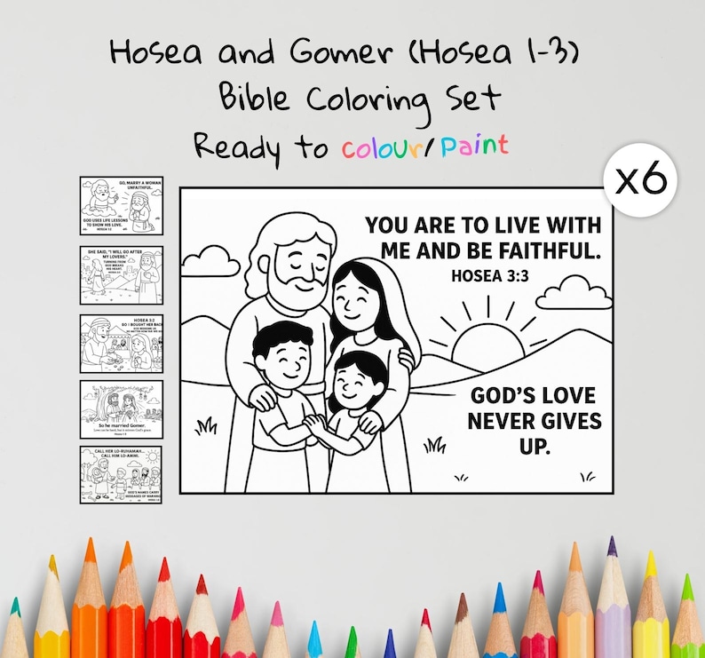Hosea and Gomer Bible Colouring Pages: listing photo