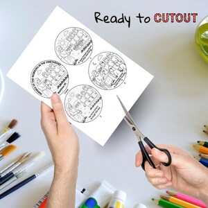 May include: A white sheet with four circular illustrations depicting a biblical parable, with the text "Ready to CUTOUT". The illustrations are in black and white, and scissors are cutting the sheet.