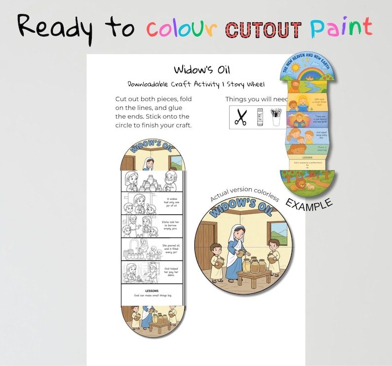 Widow’s Oil Fold-Out Bible Craft: listing photo