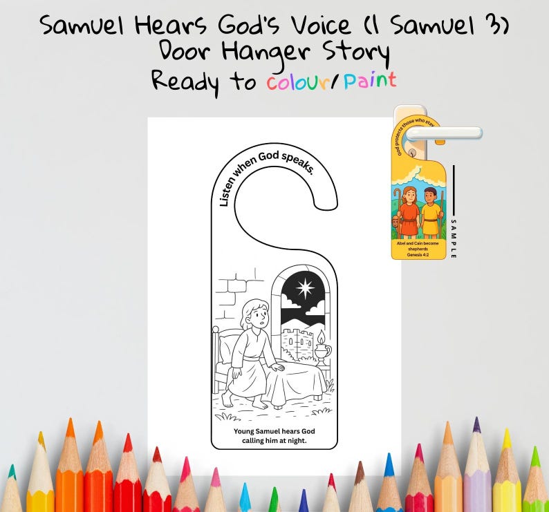 Samuel Hears God Bible Door Hanger: listing photo