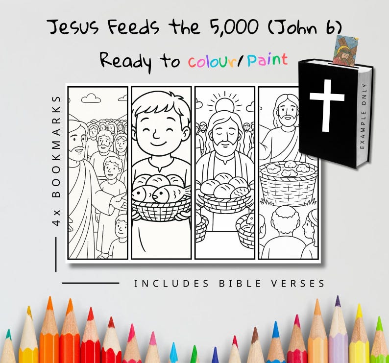 Jesus Feeds the 5,000 Bible Verse Bookmarks: listing photo