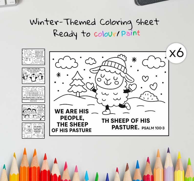 Winter-Themed Cute and Funny Bible Colouring Pages: listing photo