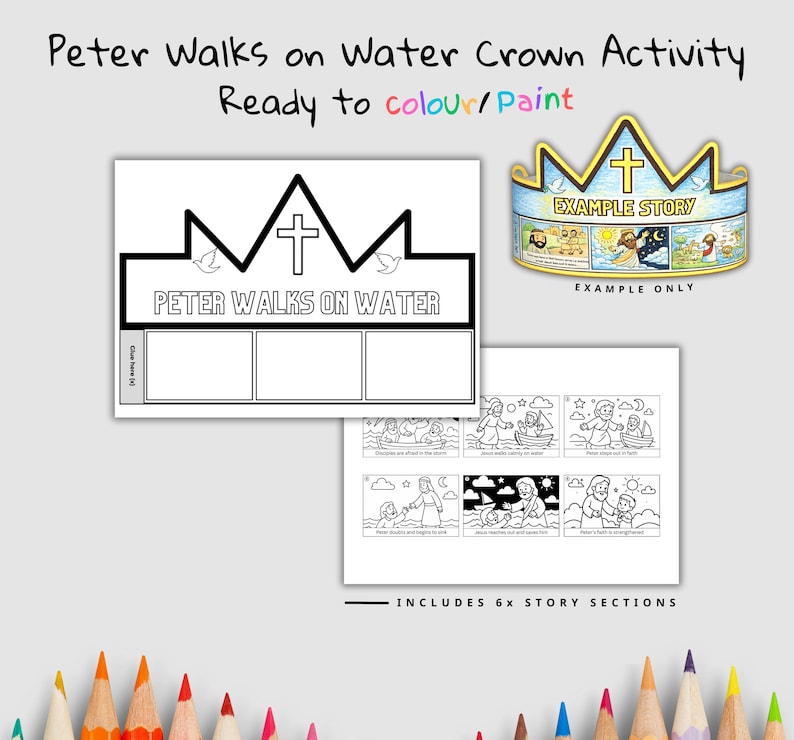Peter Walks on Water Bible Crown Craft: listing photo