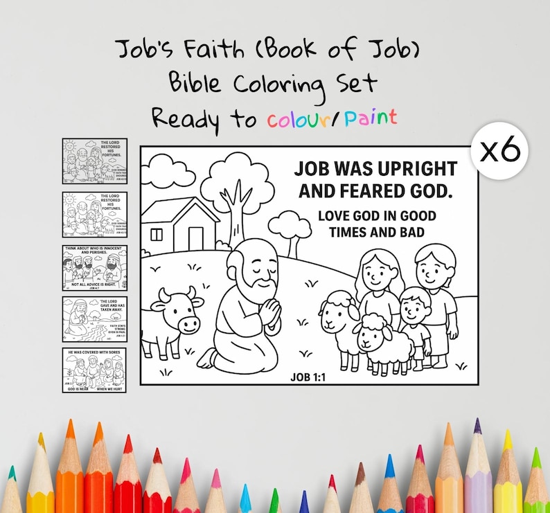 Job Faith Tested Activity Job’s Faith Coloring Pages Craft | Kids Bible Craft | Book of Job ...
