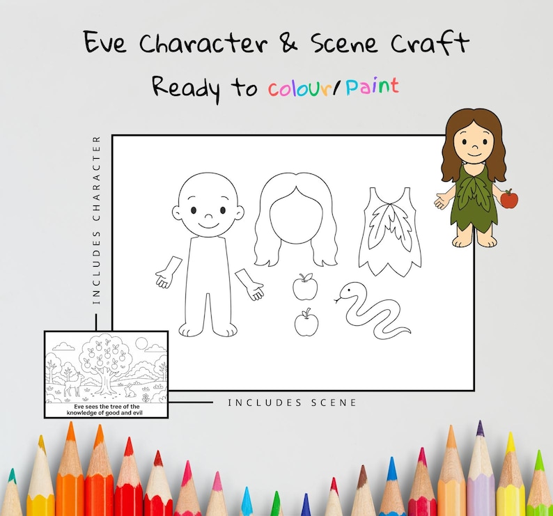 Eve and the Tree of Knowledge Cut-and-Paste Bible Craft for Kids: listing photo