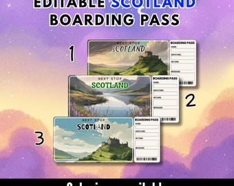 Scotland Trip Surprise Gift Ticket | Next Stop: Scotland | Editable Boarding Pass | Printable Flight Ticket | Instant Download