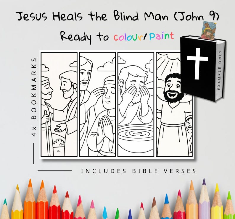 Jesus Heals the Blind Man Bible Verse Bookmarks: listing photo