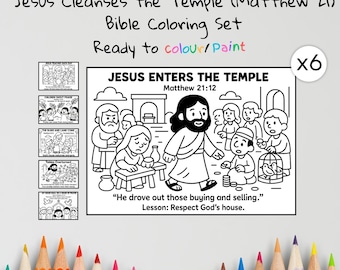 Jesus Cleanses the Temple Coloring Pages Craft | Kids Bible Craft | Matthew 21 | Christian Coloring Sheets | Sunday School Lesson