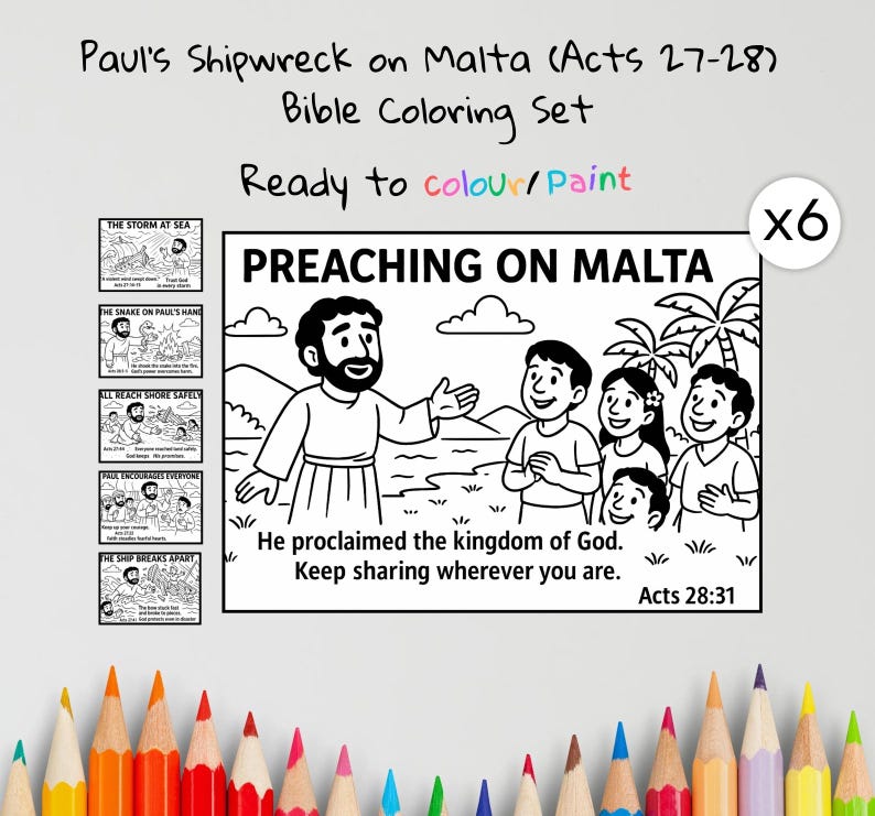 Paul’s Shipwreck Bible Colouring Pages: listing photo