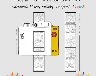 Paul & Silas in Prison Bible Camera Film Craft | Kids Bible Story Activity | Acts 16 Coloring Craft | Christian Printable | Sunday Lesson