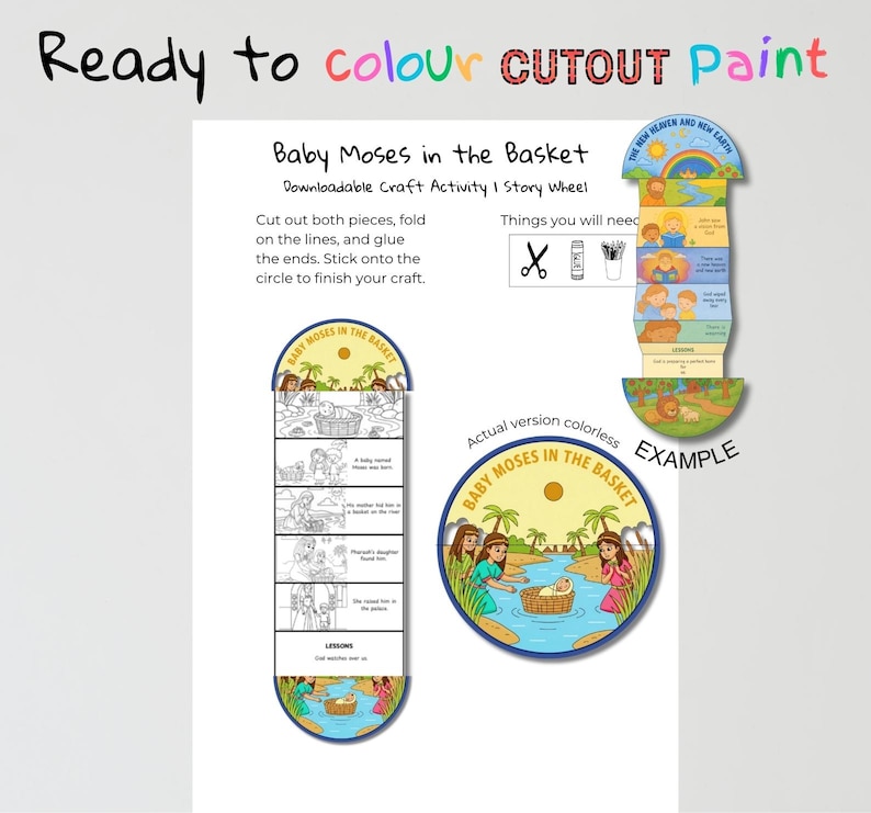 Baby Moses in the Basket Fold-Out Bible Craft: listing photo
