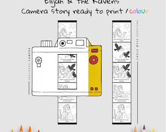 Elijah & the Ravens Bible Camera Film Craft | Kids Bible Story Activity | 1 Kings 17 Coloring Craft | Christian Printable | Sunday Lesson