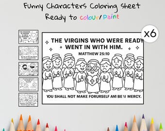 Funny Parables of Jesus Coloring Pages – Christian Kids Activity – Scripture Printable Pack – Sunday School Crafts – Digital Download