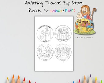 Doubting Thomas (John 20) | Jesus 3D Bible Story Craft | Sunday School Coloring Activity | Jesus Flip Story Craft