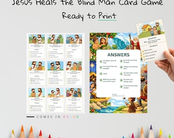 Jesus Heilt den Blinden Kinder Bibel Kartenspiel | John 9 Aktivität für Kinder | Christliche Printable | Bibel-Lernspiel